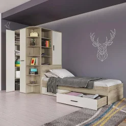 Cameretta 352x124cm con cabina armadio rovere beige champagne Fabio Gihome®