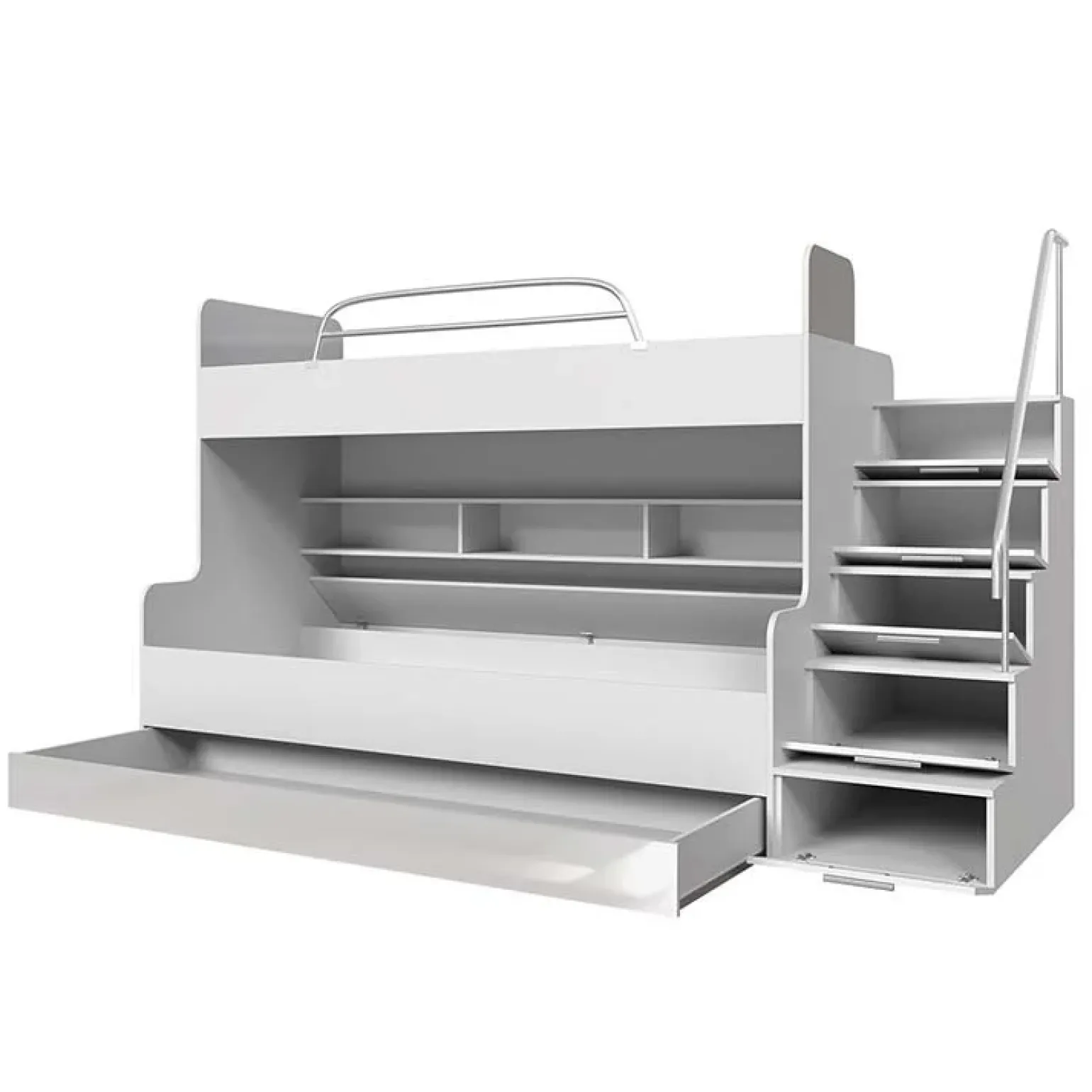 Cameretta 254x120cm con soppalco 2 letti singoli bianca rosa Enrico Gihome®