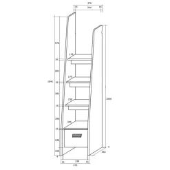 Cameretta 204x120cm sinistra completa 1 letto singolo rovere bianco Dollie Gihome®