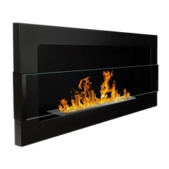 Caminetto 90x40h cm bioetanolo con vetro nero opaco Albert Gihome®