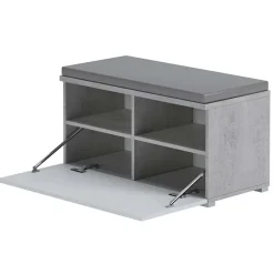 Cassapanca scarpiera 85x42h cm moderna bianco frassinato cemento Danielle