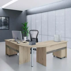 Cassettiera ufficio 35x59h cm reversibile rovere antracite lucido Time O