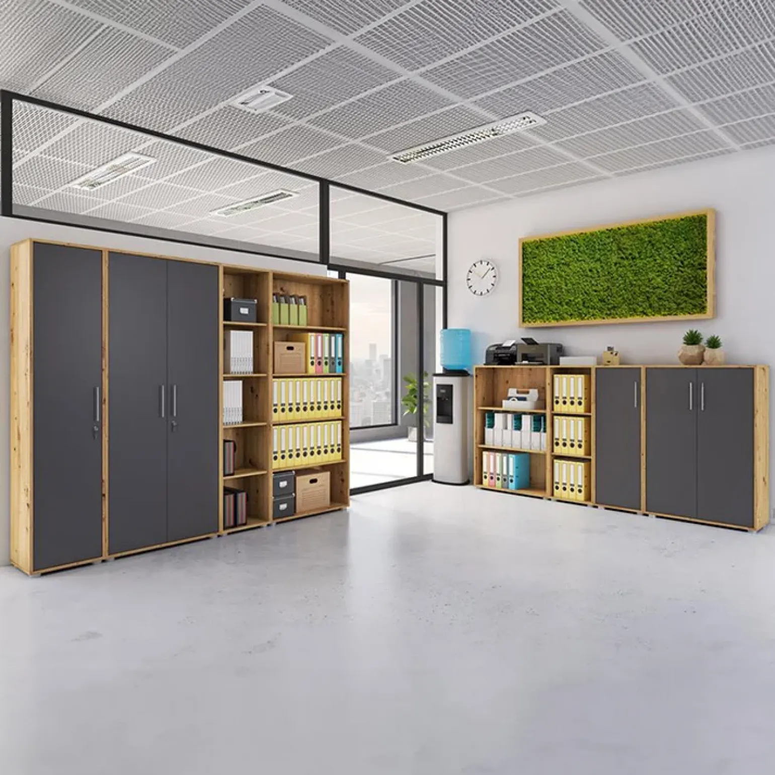 Cassettiera ufficio 43x57h cm rovere grafite Woody