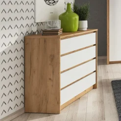 Cassettiera 93x90h cm 4 cassetti bianco rovere Sweet