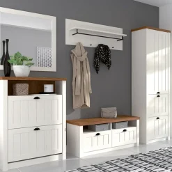 Cassettiera 88x88h cm 4 cassetti bianco frassinato rovere Provenza
