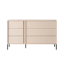 Cassettiera 134x82h cm 6 cassetti moderna  beige Jolly