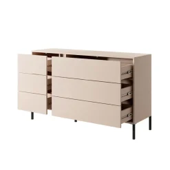 Cassettiera 134x82h cm 6 cassetti moderna  beige Jolly