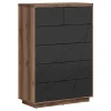 Cassettiera 90x131h cm 5 cassetti rovere scuro nero opaco Elin