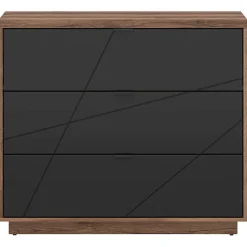 Cassettiera 106x93h cm 3 cassetti rovere scuro nero opaco Elin