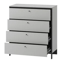 Cassettiera 101x115h cm 4 cassetti con LED grigio nero Luna