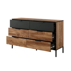 Cassettiera 137x82h cm 6 cassetti quercia nero Smooty