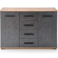 Cassettiera 116x82h cm 4 cassetti 2 ante rovere grigio Viki