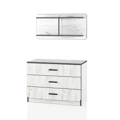 Cassettiera  80x148h cm con mensola 3 cassetti bianco rustico Zadar
