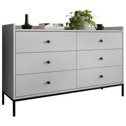 Cassettiera 130x80h cm design moderno 6 cassetti grigio Pollon