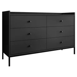 Cassettiera 130x80h cm design moderno 6 cassetti nero Pollon