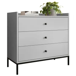 Cassettiera 80x80h cm design moderno 3 cassetti grigio Pollon