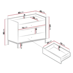 Cassettiera 80x80h cm design moderno 3 cassetti grigio Pollon