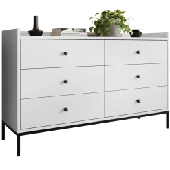 Cassettiera 130x80h cm design moderno 6 cassetti bianco Pollon