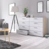 Cassettiera 138x83h cm moderna bianco lucido rovere Betty Gihome®