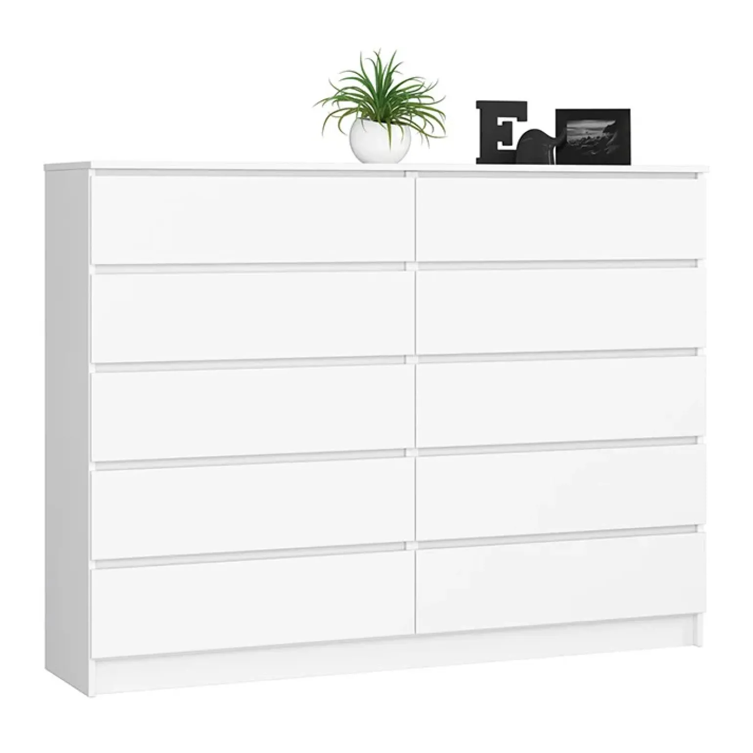Cassettiera 160x120h cm moderna 10 cassetti bianco Living