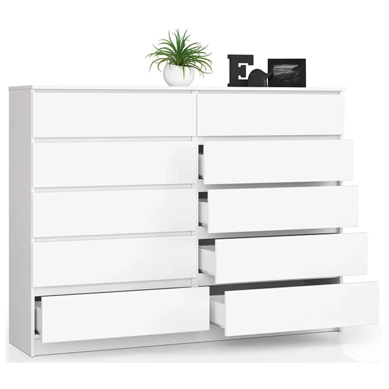 Cassettiera 160x120h cm moderna 10 cassetti bianco Living