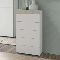 Cassettiera 61x118h cm moderna bianco cemento Idra