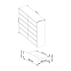 Cassettiera 140x120h cm moderna 10 cassetti bianco Living