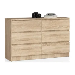 Cassettiera 140x77h cm moderna 6 cassetti rovere Living