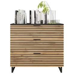 Cassettiera 80x76h cm rustica design  cannettato rovere nero List