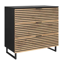 Cassettiera 80x76h cm rustica design  cannettato rovere nero List