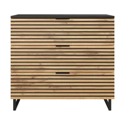 Cassettiera 80x76h cm rustica design  cannettato rovere nero List