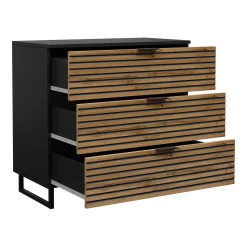 Cassettiera 80x76h cm rustica design  cannettato rovere nero List