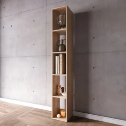 Colonna a terra 28x186h cm 5 vani libreria rovere chiaro Sunset