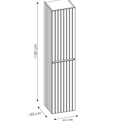 Colonna bagno sospesa 35x160h cm cannettato 2 ante bianco Autentic