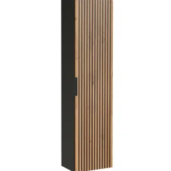 Colonna bagno sospesa 35x140h cm cannettato 1 anta quercia antracite Limpid