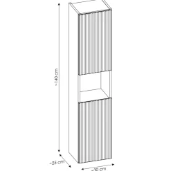 Colonna bagno sospesa 30x140h cm cannettato 2 ante bianco Cleany