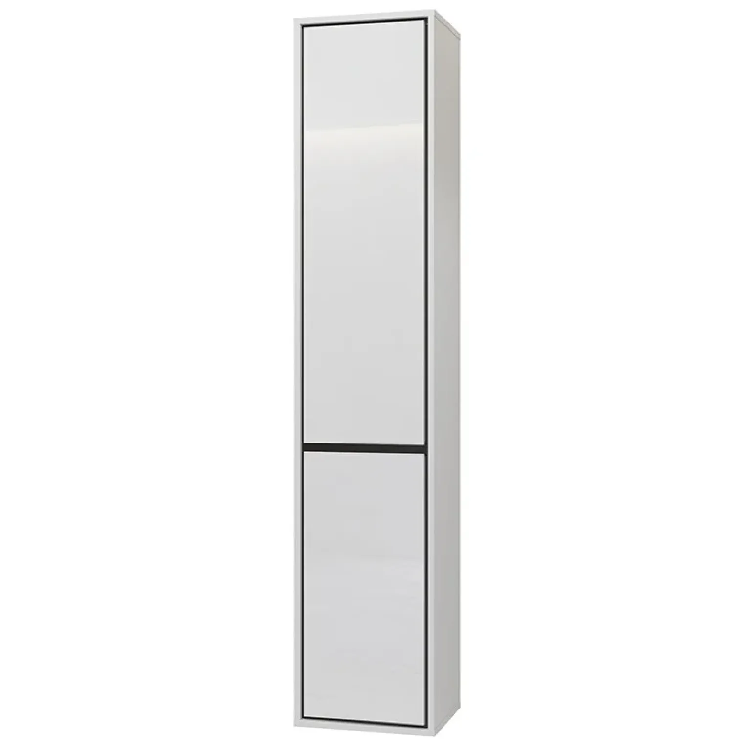 Colonna bagno sospesa 35x172h cm 2 ante bianco lucido nero Linda