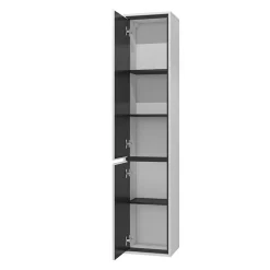 Colonna bagno sospesa 35x172h cm 2 ante bianco lucido nero Linda