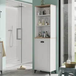 Colonna bagno 47x168h cm 1 anta 3 vani rovere bianco Ilias