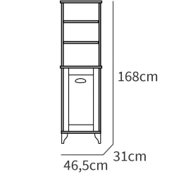 Colonna bagno 47x168h cm 1 anta 3 vani rovere bianco Ilias