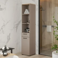 Colonna bagno 40x197h cm 1 anta 1 cassetto beige Wave