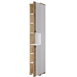 Colonna bagno 35x195h cm 2 ante 1 vano a giorno bianco lucido rovere Crystal