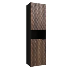 Colonna bagno 34x133h cm 2 ante 1 vano a giorno nero ante noce decorate Silvy