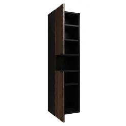 Colonna bagno 34x133h cm 2 ante 1 vano a giorno nero ante noce decorate Silvy