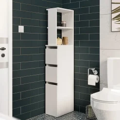 Colonna bagno 33x136h cm con 2 cassetti moderno bianco Zaida