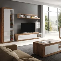 Colonna libreria 67x200h cm 1 anta moderna bianco lucido rovere Aria