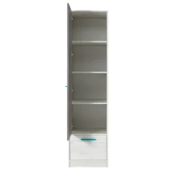 Colonna 50x195h cm 1 anta 1 cassetto cameretta bianco pino grigio blu Maya Gihome®