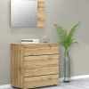 Comò 80x80h cm 4 cassetti con specchio moderno  quercia Tamika