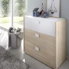 Comò 81x81h cm 3 cassetti moderno rovere bianco Cairo