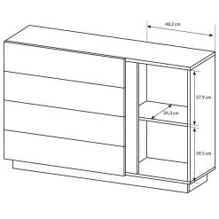 Comò 138x91h cm con cassetti moderno bianco lucido rovere Noa